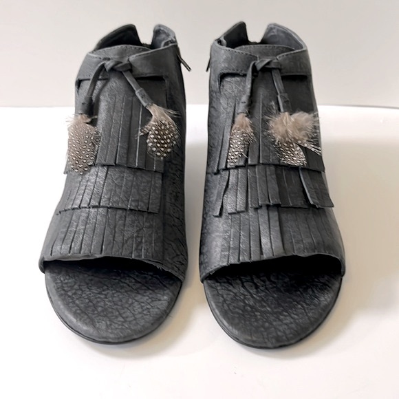 Elizabeth and James 'E-Elisa' Open Toe Fringe Leather Booties